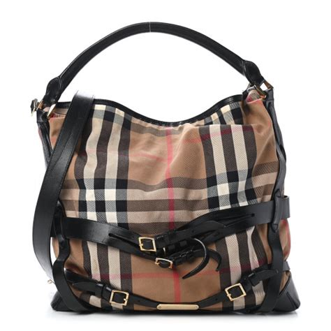 BURBERRY House Check Bridle Calfskin Medium Gosford Hobo 